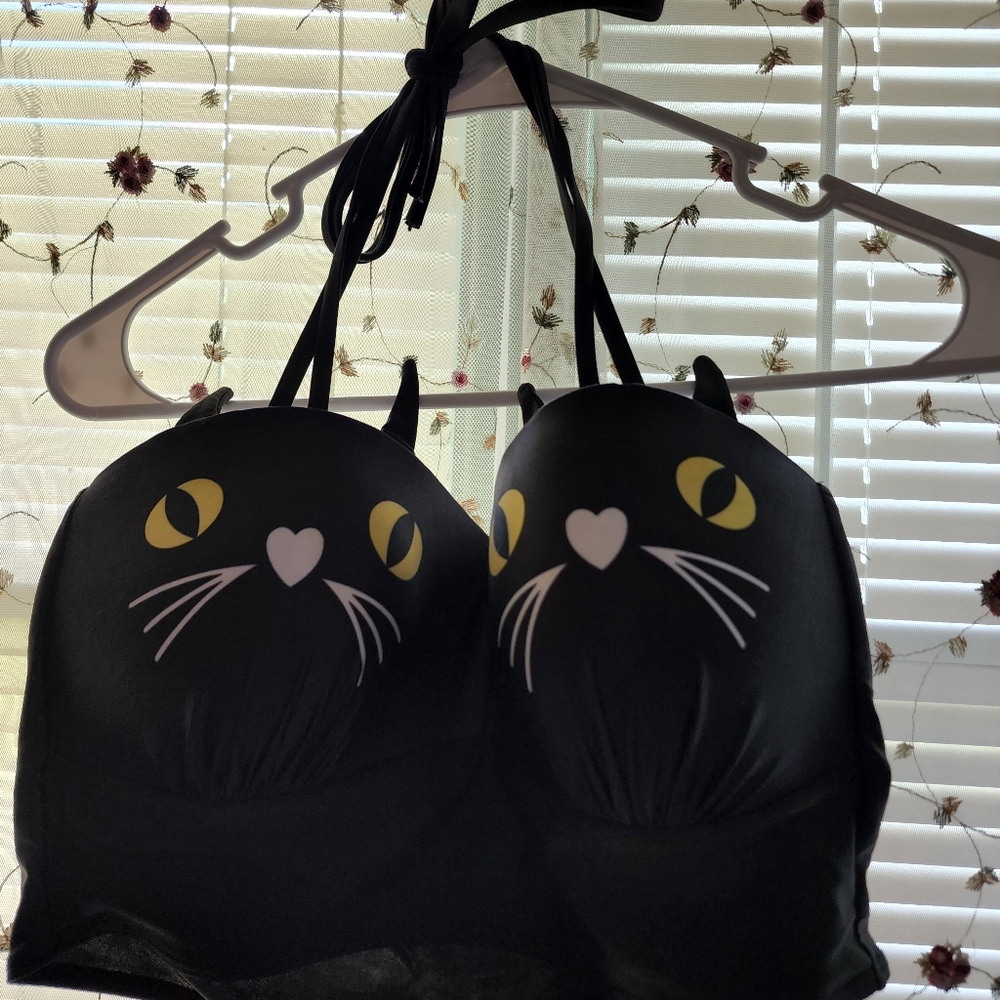 Cat with Ears Swimsuit Bikini Top
